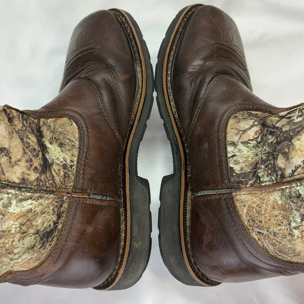 Cabela's Camo Western Work Boots Men's Size 9 D Leather Square Toe 82-5519